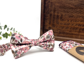Floral Blush Pink & Olive Green Bow Tie – Wedding & Groomsmen Bow Tie