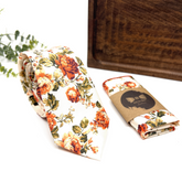 Burnt Orange Floral Neck Tie – Wedding & Groomsmen Tie