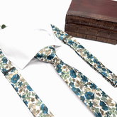 Teal Blue Floral Necktie – Wedding & Groomsmen Gift Tie