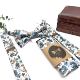 Dusty Blue Floral Suspenders Set For Wedding & Groomsmen Gift Suspenders