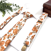 Burnt Orange Rose Floral Neck Tie – Wedding & Groomsmen Tie