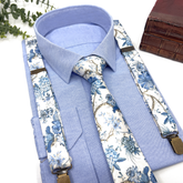 Dusty Blue Floral Necktie – Wedding & Groomsmen Gift
