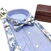 Dusty Blue Floral Suspenders Set – Wedding & Groomsmen Suspenders Gift