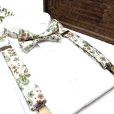 Floral Dusty Sage Green Suspenders Set, Wedding Suspenders & Groomsmen Suspenders