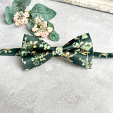 Dark Green Flower Bow Tie, Wedding and Formal Event Accessories