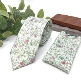 Light Sage Green Floral Tie for Men, Pastel Wedding Necktie, Groomsmen Tie, Garden Wedding Accessories