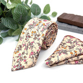 Peach Floral Tie for Men, Blush Pink Wedding Necktie, Groomsmen Tie, Spring Garden Wedding Accessories