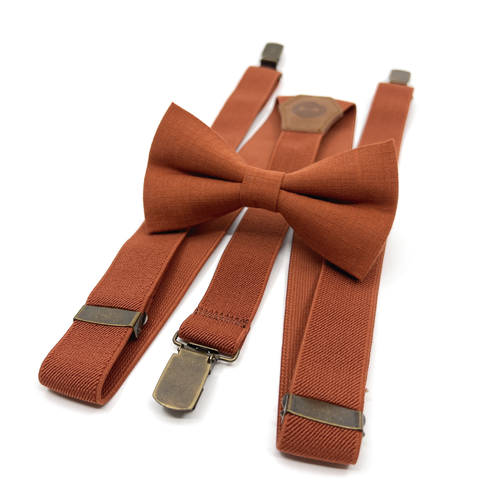 Burnt Orange Floral Suspenders Set – Wedding Groomsmen Accessories