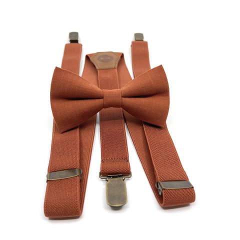 Burnt Orange Floral Suspenders Set – Wedding Groomsmen Accessories
