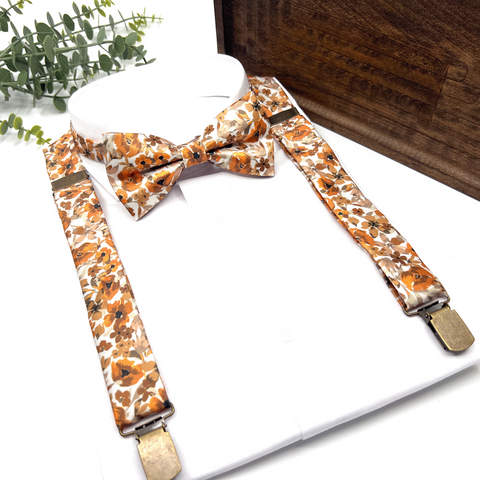Burnt Orange Floral Tie – Wedding Necktie for Groom & Best Man