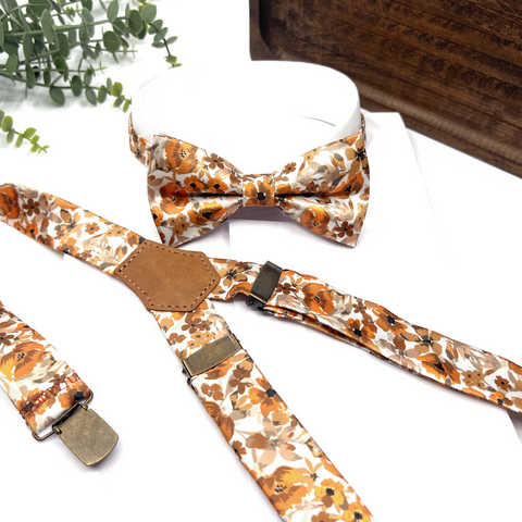 Burnt Orange Floral Tie – Wedding Necktie for Groom & Best Man
