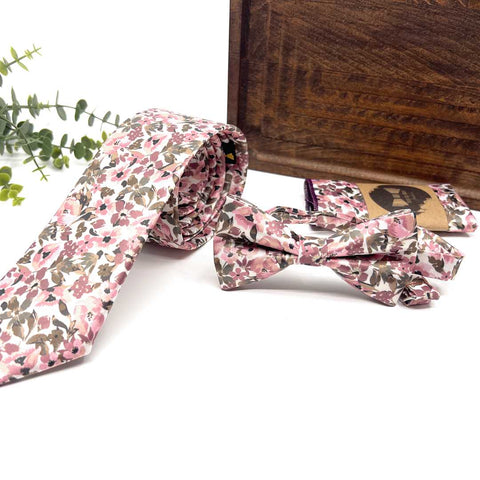 Floral Blush Pink & Olive Green Neck Tie – Wedding & Groomsmen Tie