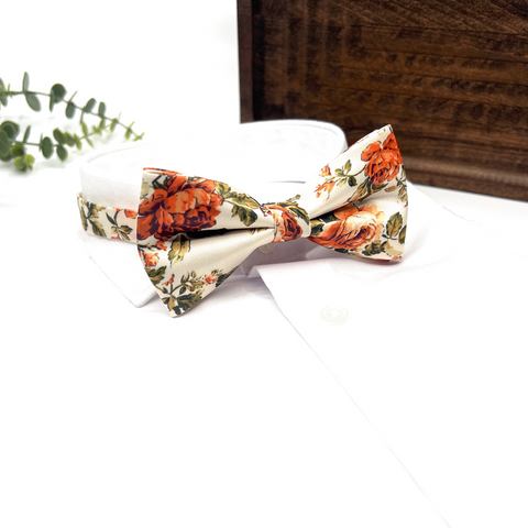 Burnt Orange Floral Neck Tie – Wedding & Groomsmen Tie