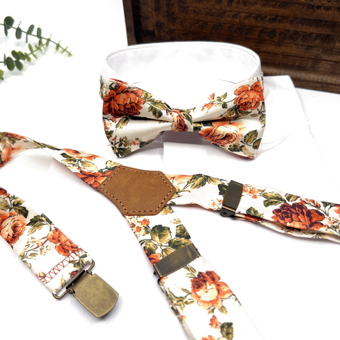 Burnt Orange Floral Neck Tie – Wedding & Groomsmen Tie