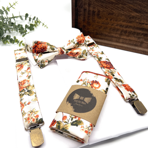 Burnt Orange Floral Neck Tie – Wedding & Groomsmen Tie