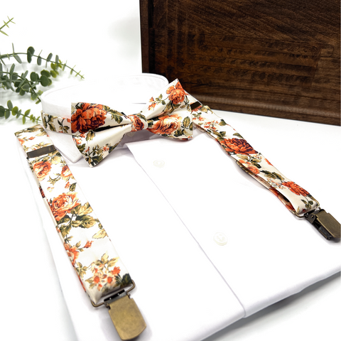Burnt Orange Floral Neck Tie – Wedding & Groomsmen Tie