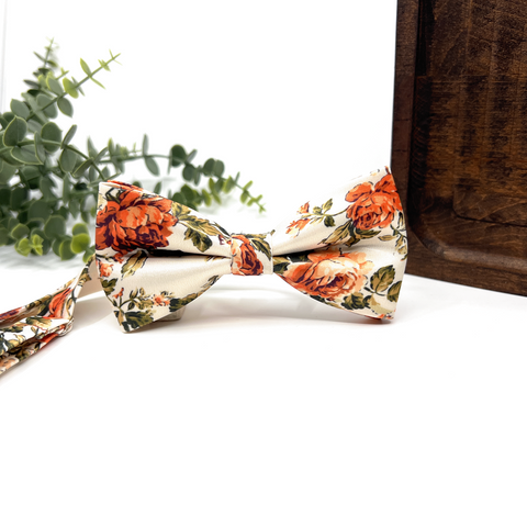 Burnt Orange Floral Neck Tie – Wedding & Groomsmen Tie