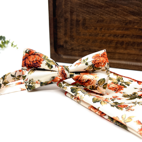 Burnt Orange Floral Neck Tie – Wedding & Groomsmen Tie
