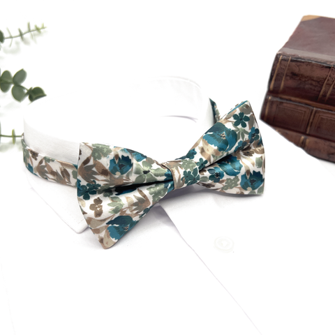 Teal Blue Floral Necktie – Wedding & Groomsmen Gift Tie