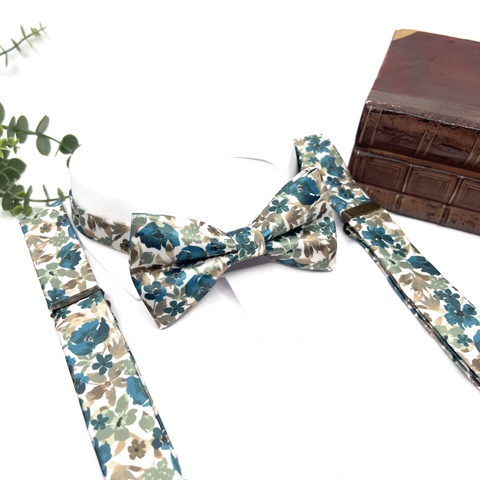 Teal Blue Floral Necktie – Wedding & Groomsmen Gift Tie