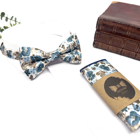 Dusty Blue Floral Suspenders Set For Wedding & Groomsmen Gift Suspenders