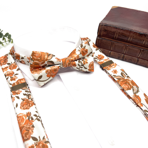 Burnt Orange Rose Floral Neck Tie – Wedding & Groomsmen Tie