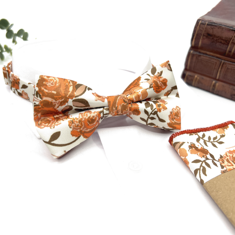 Burnt Orange Rose Floral Neck Tie – Wedding & Groomsmen Tie