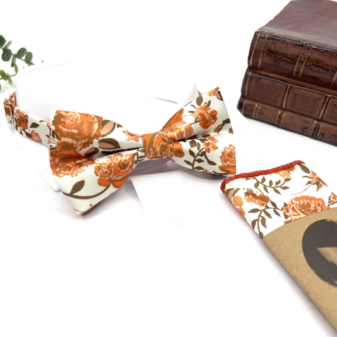 Burnt Orange Rose Floral Neck Tie – Wedding & Groomsmen Tie