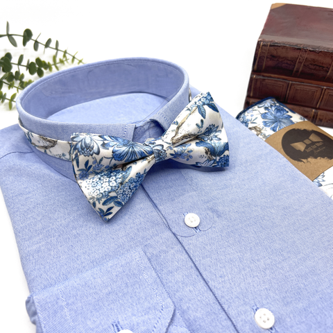Dusty Blue Floral Suspenders Set – Wedding & Groomsmen Suspenders Gift