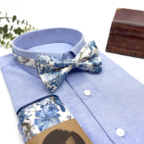 Dusty Blue Floral Suspenders Set – Wedding & Groomsmen Suspenders Gift