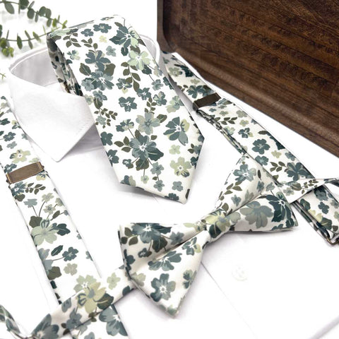 Floral Sage Green Neck Tie – Wedding & Groomsmen Tie