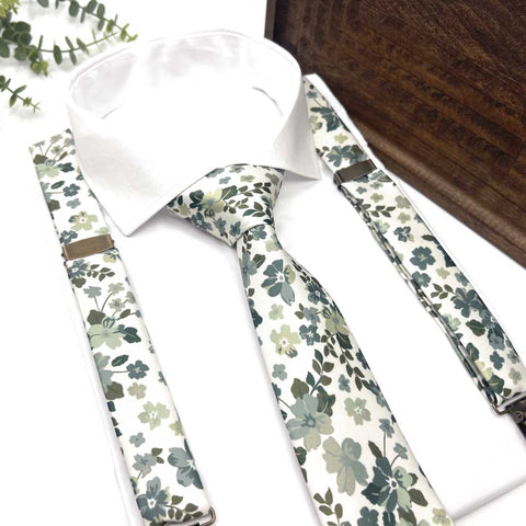 Floral Sage Green Neck Tie – Wedding & Groomsmen Tie