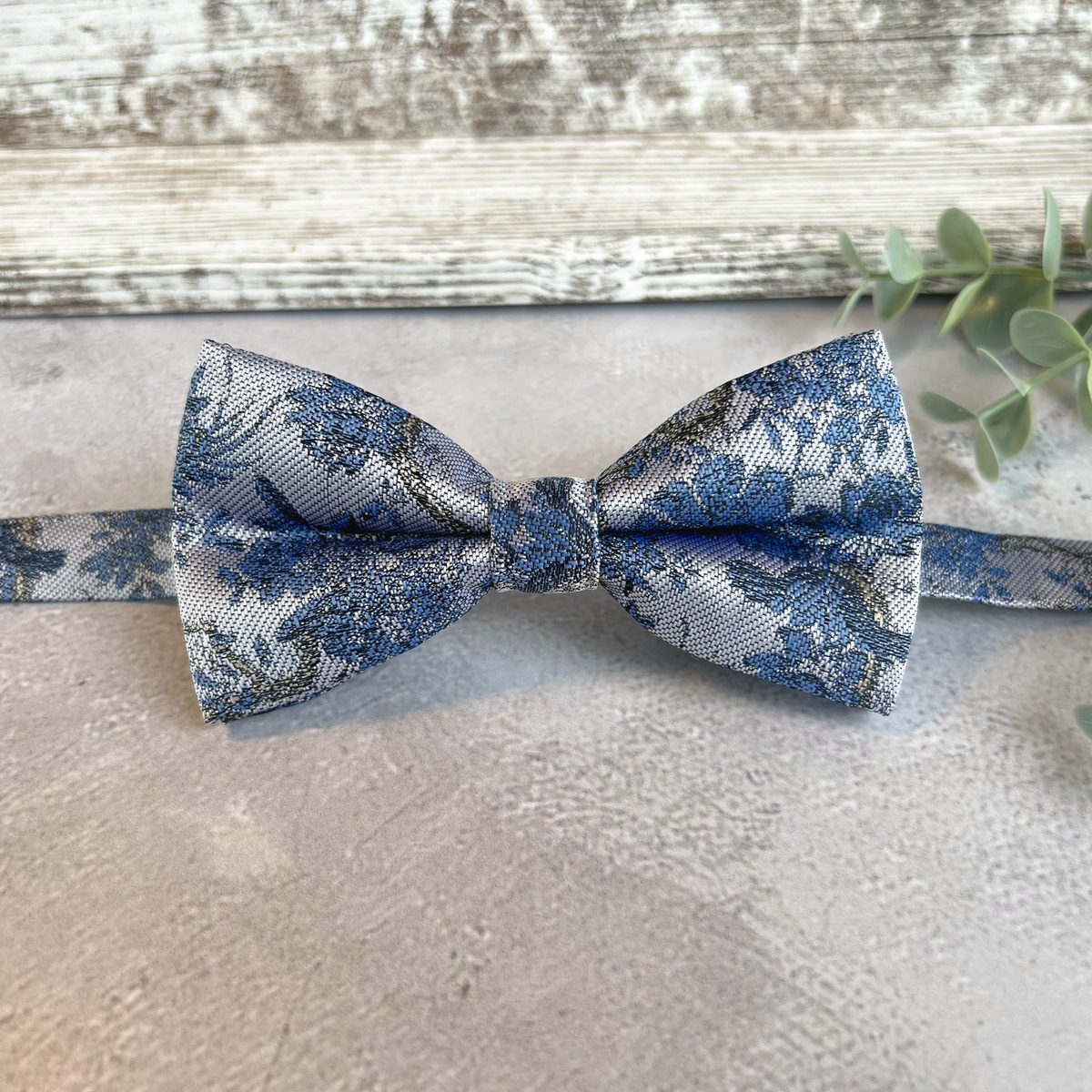 Dusty Blue Floral Bow Tie – Wedding & Groomsmen Accessories