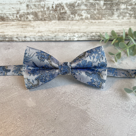 Dusty Blue Floral Bow Tie – Wedding & Groomsmen Accessories