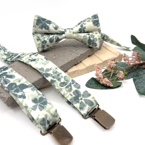 Floral Dusty Sage Green Neck Tie – Wedding & Groomsmen Tie