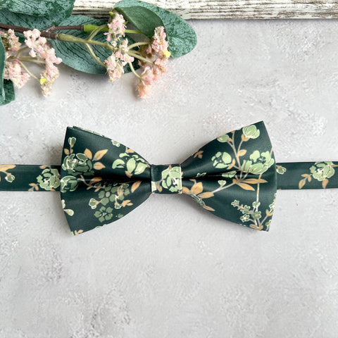 Dark Green Flower Bow Tie, Wedding and Formal Event Accessories