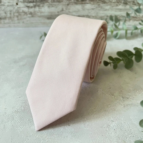 Blush Pink Tie Set Cotton Twill Necktie & Pocket Square Wedding Set for Groom Groomsmen