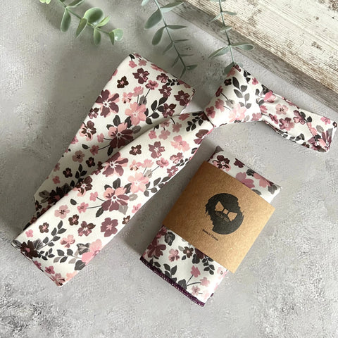 Dusty Rose Floral Tie Set, Blush Pink Boho Groom NeckTie