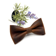 Crazy Brown Leather Bow Tie / Brown Leather Bow Tie / Leather Bow Tie / Groom Bow Tie / Genuine Leather Bow Tie / Wedding Bow Tie /