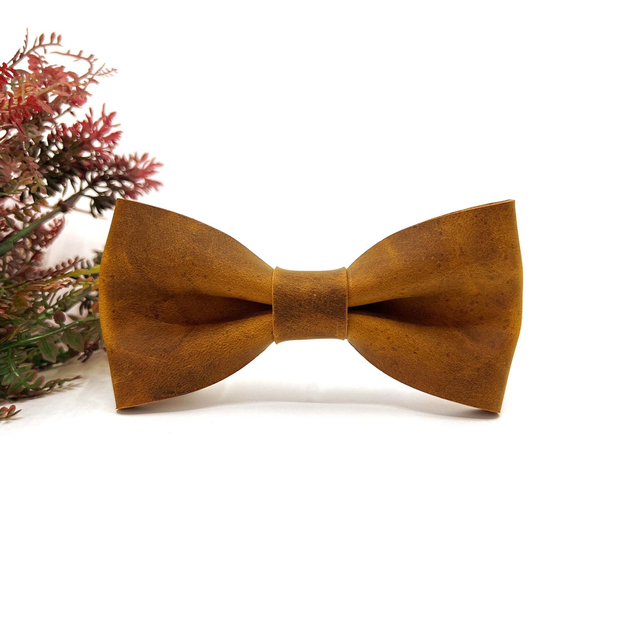 Crazy Leather Camel Bow Tie / Camel Leather Bow Tie / Leather Bow Tie / Groom Bow Tie / Genuine Leather Bow Tie / Wedding Bow Tie /