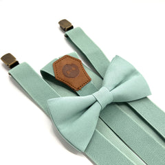 Dusty Sage green Suspenders Set, Sage Green Bow tie, Wedding bow tie, Groom bow tie, Ring bearer, Bow Tie for men, baby, boy, Groomsman Gift