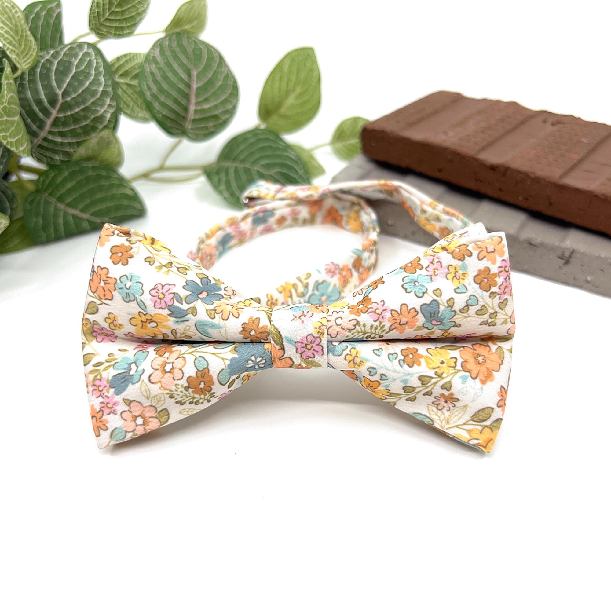 Floral Bow Tie Colorful Floral Bow tie Neck Ties Wedding Burnt Neck Tie  Burnt Flower Neck Tie Mens Neck Tie Neck Tie for Gift